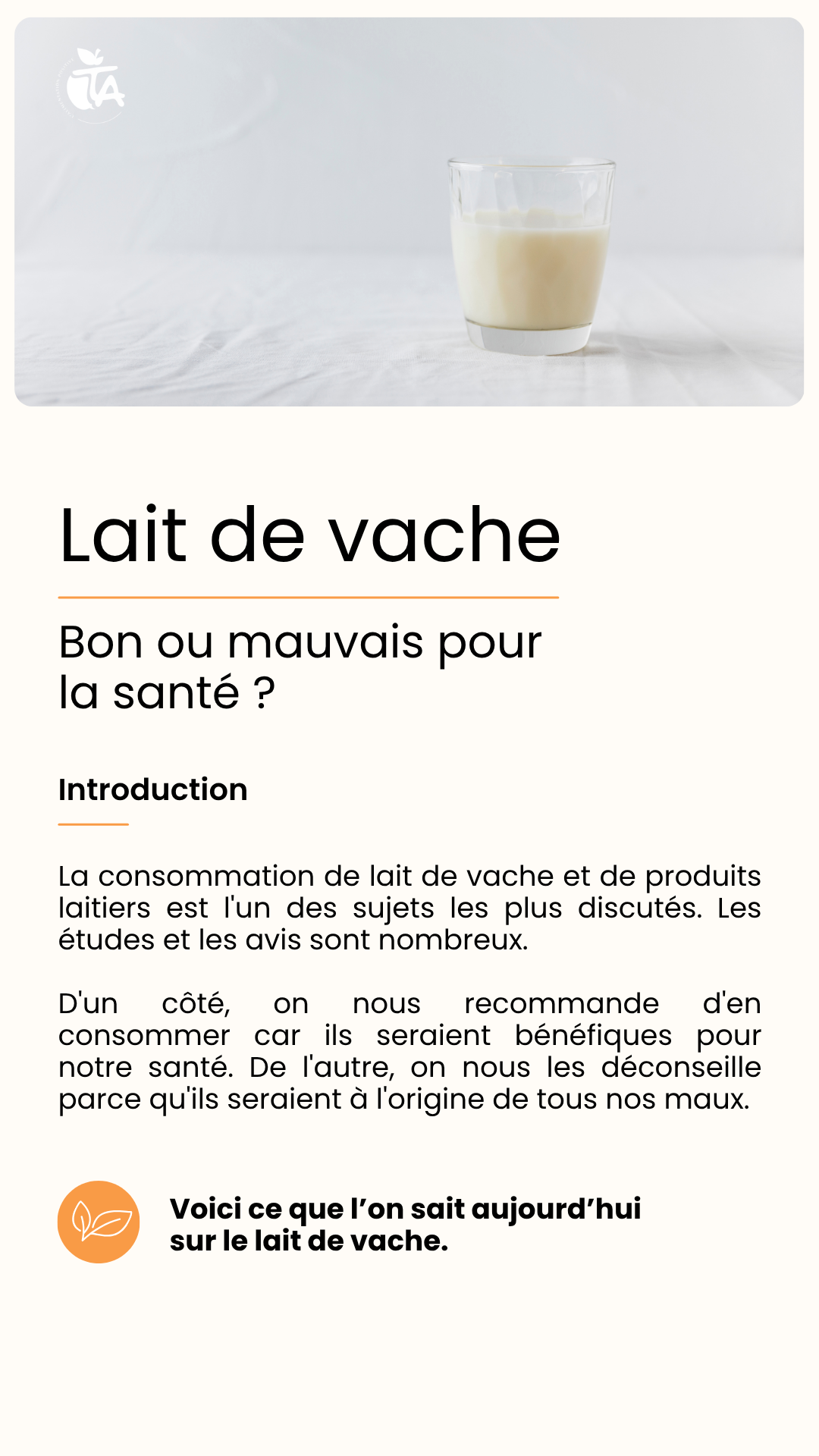 Lait de vache : bon ou mauvais pour la santé ? — page 1 sur 8
